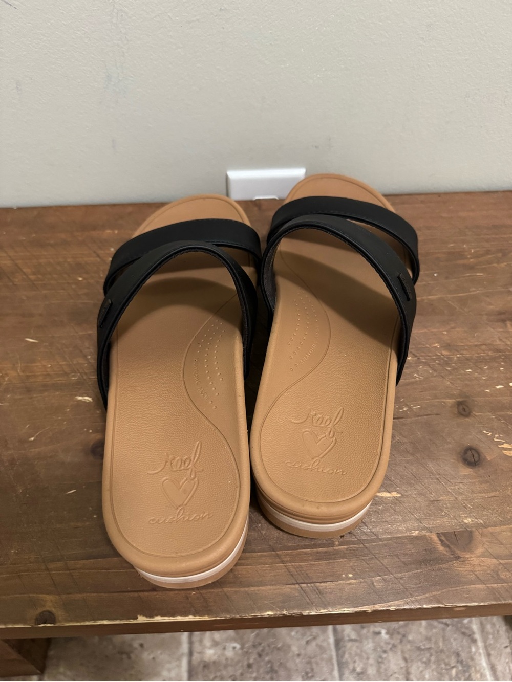 REEF Women's Black Double-Strap Platform Slide Sandals Size 10 - Picture 7 of 8